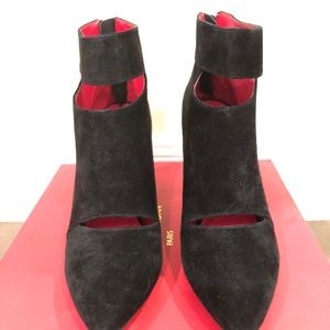 Charles Jourdan Black Suede Heeled Bootie EUC -7M With Box